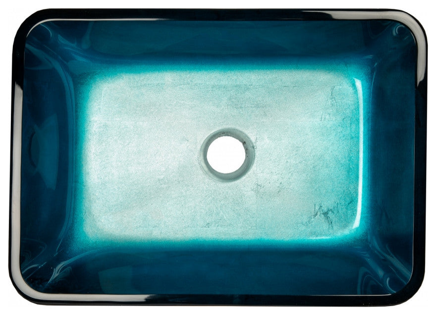 Eden Bath EB_GS55 Rectangular Turquoise Blue Foil Glass Vessel Sink