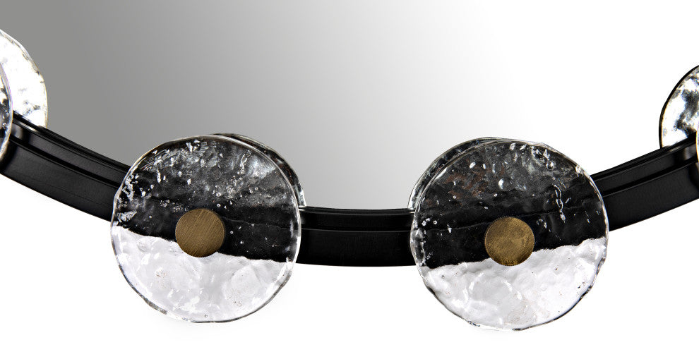 Moira Mirror With Glass Details, Black Metal