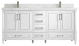 Aberdeen 72 Double Sink Bath Vanity in White 2" Calacatta Nuvo