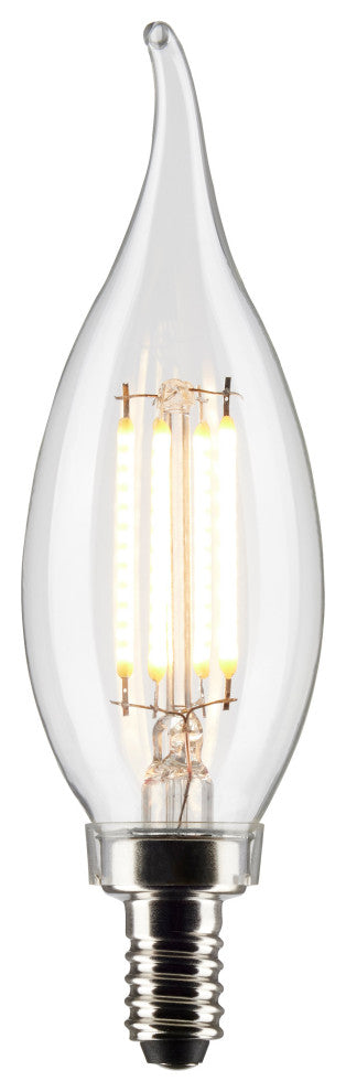 3W CA10 LED, Clear, Candelabra Base, 2700K, 200 Lumens, 120V, 2-Pack
