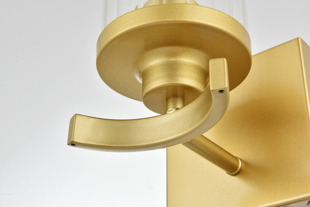1 Light Brass And Clear Bath Sconce