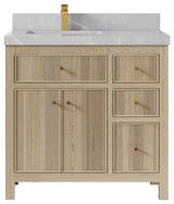 Sonoma Oak 36 Left Offset Bath Vanity with 2" Empira White Quartz