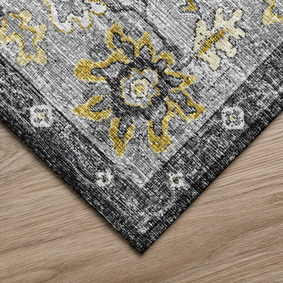 Indoor/Outdoor Marbella MB6 Midnight Machine Washable 8' x 8' Round Rug