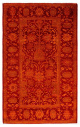 Overdyed, One-of-a-Kind Hand-Knotted Area Rug Orange, 3'1"x5'0"