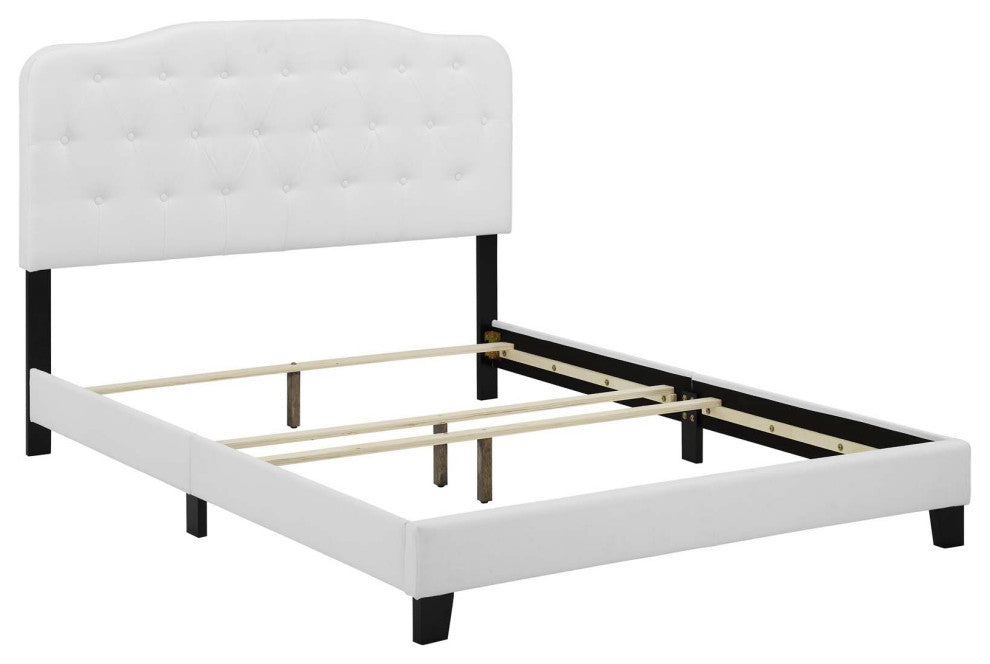 White Amelia Queen Upholstered Fabric Bed