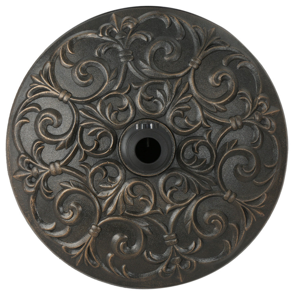 GDF Studio Sade Outdoor 60lb Concrete Circular Umbrella Base, Hammered Copper