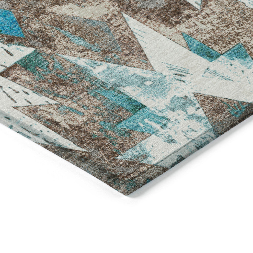 Machine Washable Indoor/Outdoor Chantille ACN1879 Teal 5' x 7'6" Rug