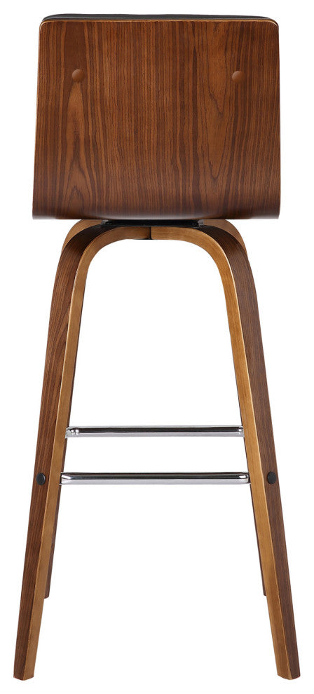 30" Gray Faux Leather Wooden Swivel Bar Stool