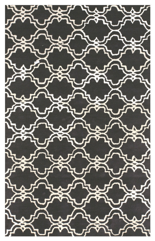 Black Traditional Trellis Moroccan Area Rug