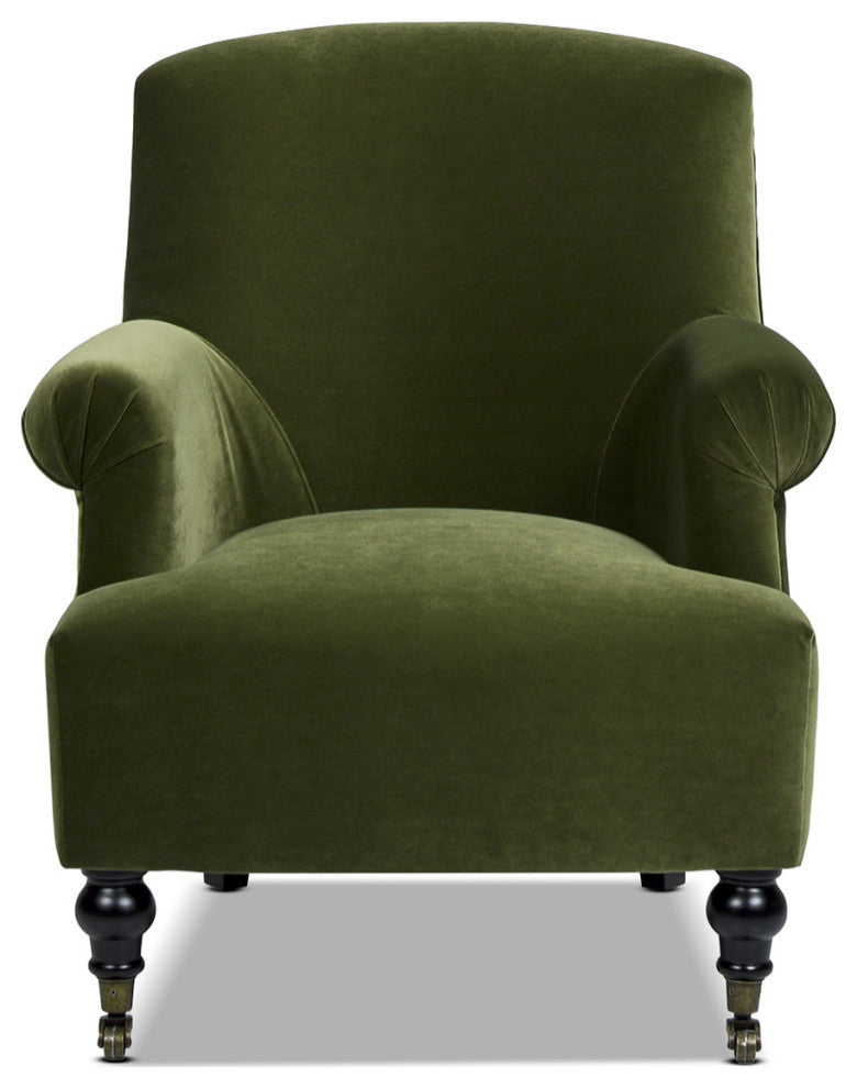 Eloise 30" Pleated Sock Arm Accent Armchair, Olive Green Performance Velvet