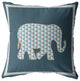 18 Spruce Blue Elephant Boho Suede Throw Pillow