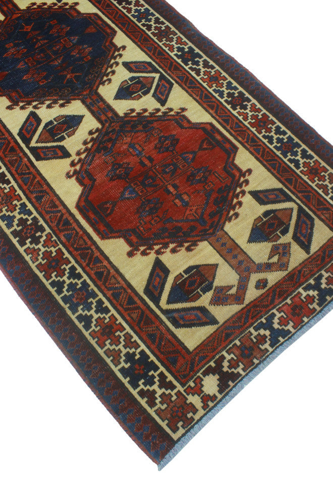 Fine Vintage Distressed Hunt Rust/Beige Runner, 3'0x10'5
