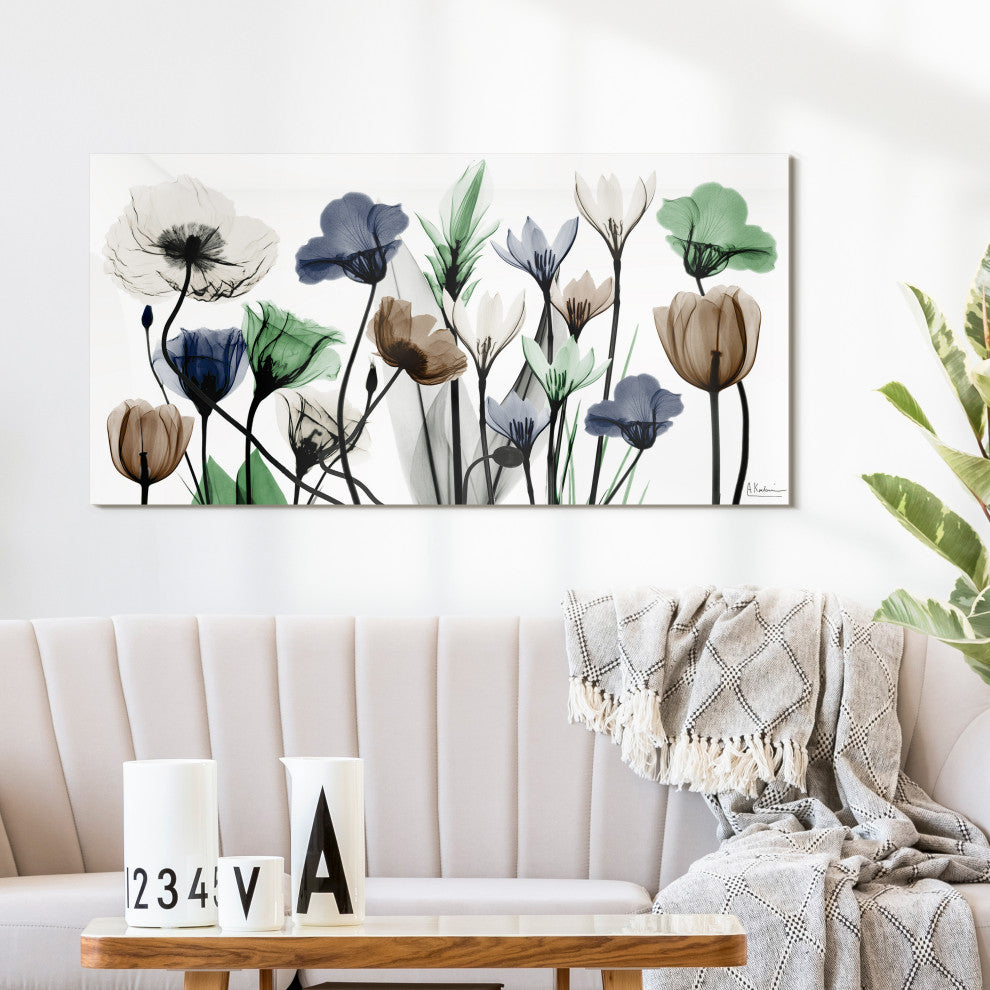 "Floral Landscape"Frameless Free Floating Panel Graphic Wall Art, 24"x48"