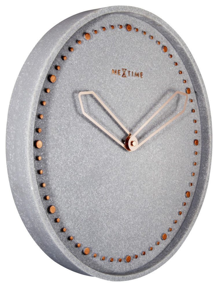 Cross Round Wall Clock, Concrete Look, Battery Operated, Grey