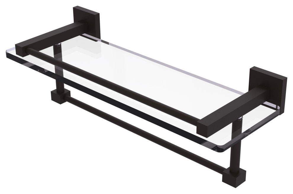 Montero 16" Glass Shelf with Towel Bar, Oil Rubbed Bronze