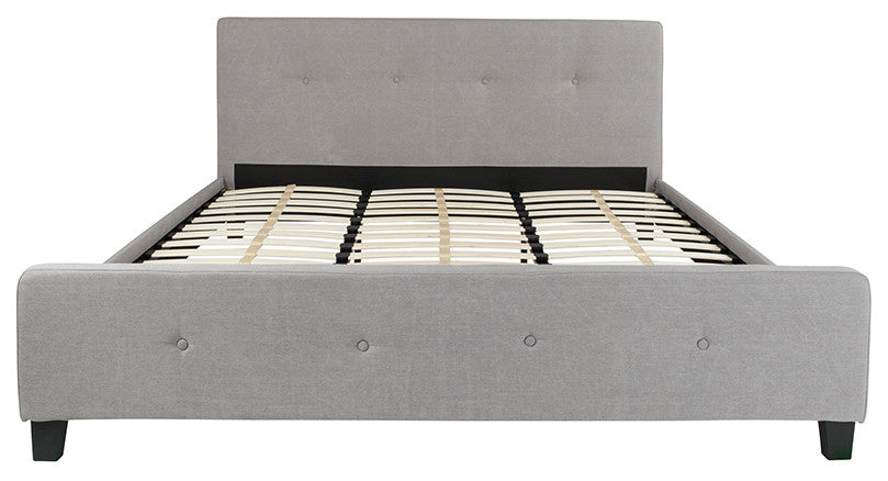 Tribeca King Size Tufted Platform Bed, Light Gray