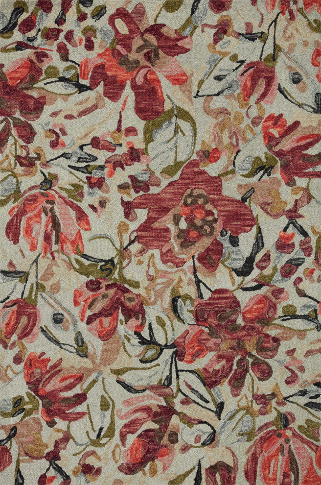 Loloi Belladonna Ivory / Raspberry 5'-0" x 7'-6" Area Rug