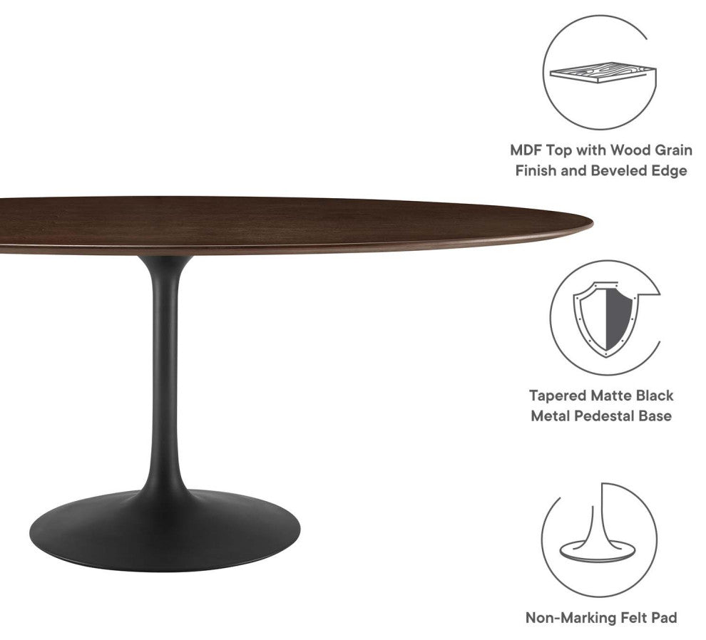 Tulip 78" Wood Oval Dining Table-Black Cherry Walnut
