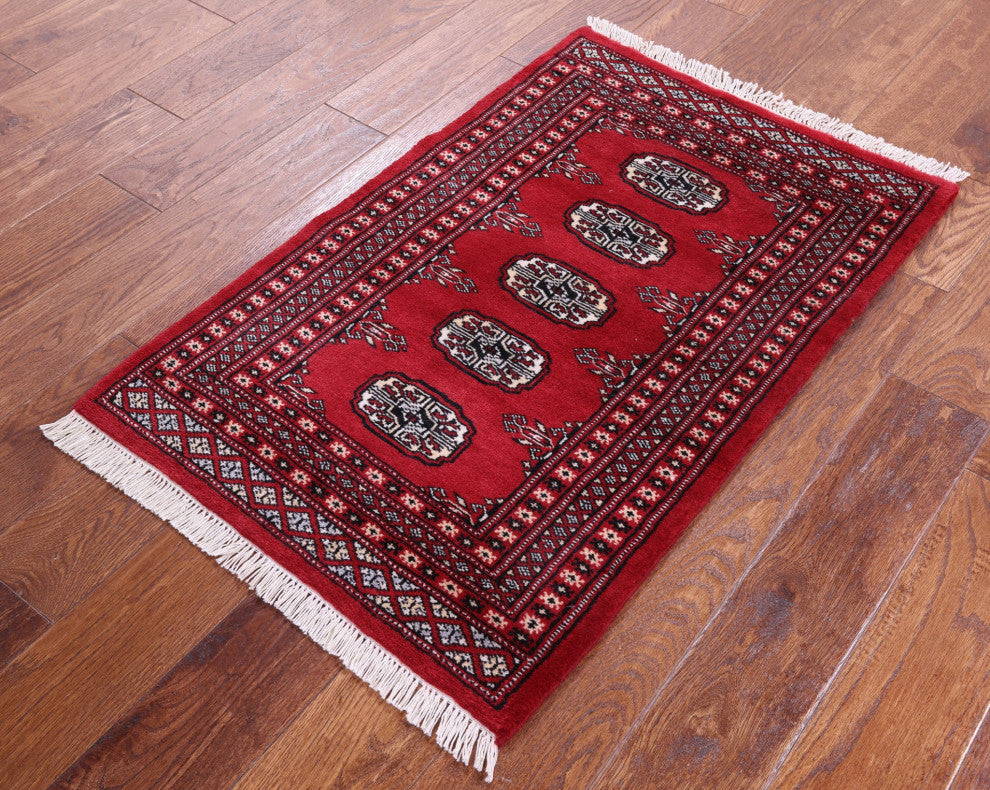 2' 0" X 3' 0" Hand Knotted Silky Bokhara Wool Rug - Q13849