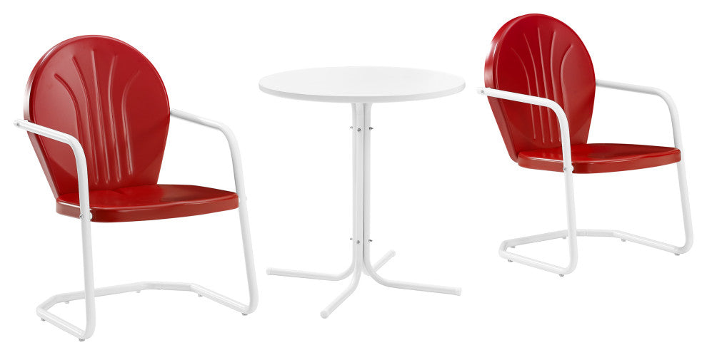 Griffith 3-Piece Outdoor Bistro Set, Bright Red Gloss