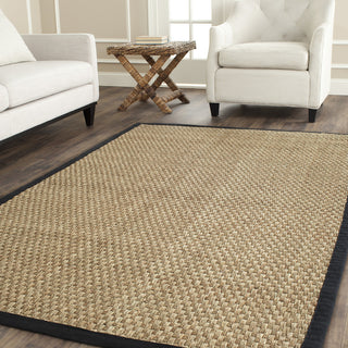 Safavieh Natural Fiber nf114c Solid Color Rug, Natural/Black, 8'0" X 8'0" Square