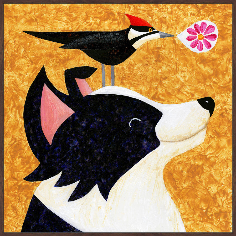 "Wood You Be My Friend" by Janet Nelson Floater Framed Painting on Canvas, 32x32