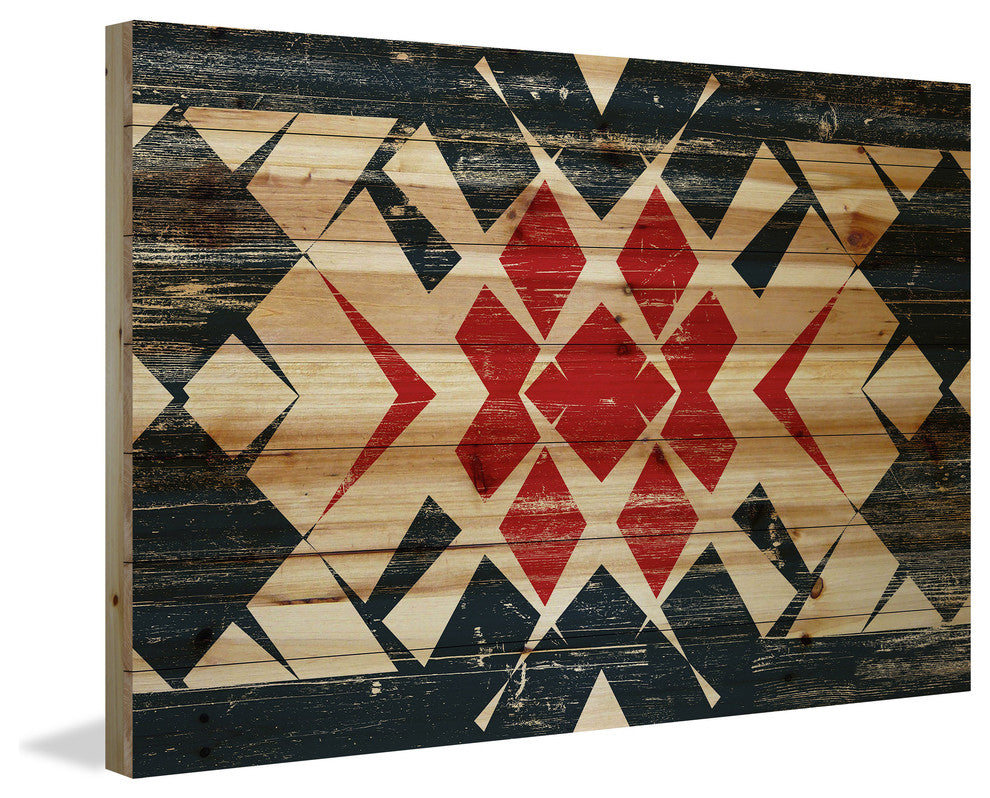 "Red Comes Through" Painting Print on Natural Pine Wood