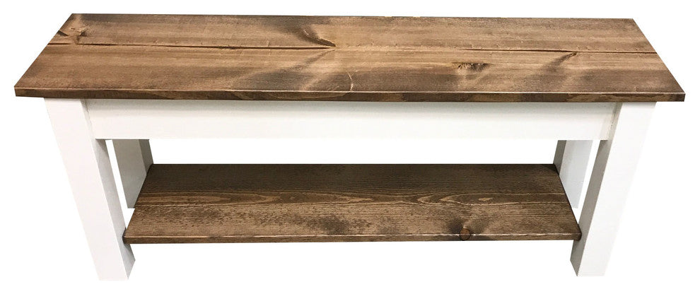 Olmsted Wood Bench With Shelf, 54"