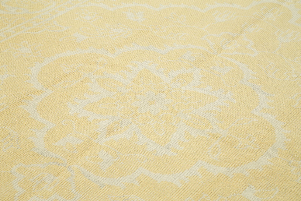 Rug N Carpet - Handmade Oriental 8' 0" x 10' 0" Pastel Yellow Oushak Rug