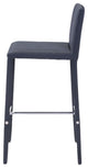 Counter Stool Chair, Set of 2, Steel Metal, Fabric, Black, Chrome, Cafe Bistro
