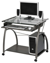 HomeRoots Sleek Pewter and Glass Computer Desk.