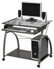 HomeRoots Sleek Pewter and Glass Computer Desk.