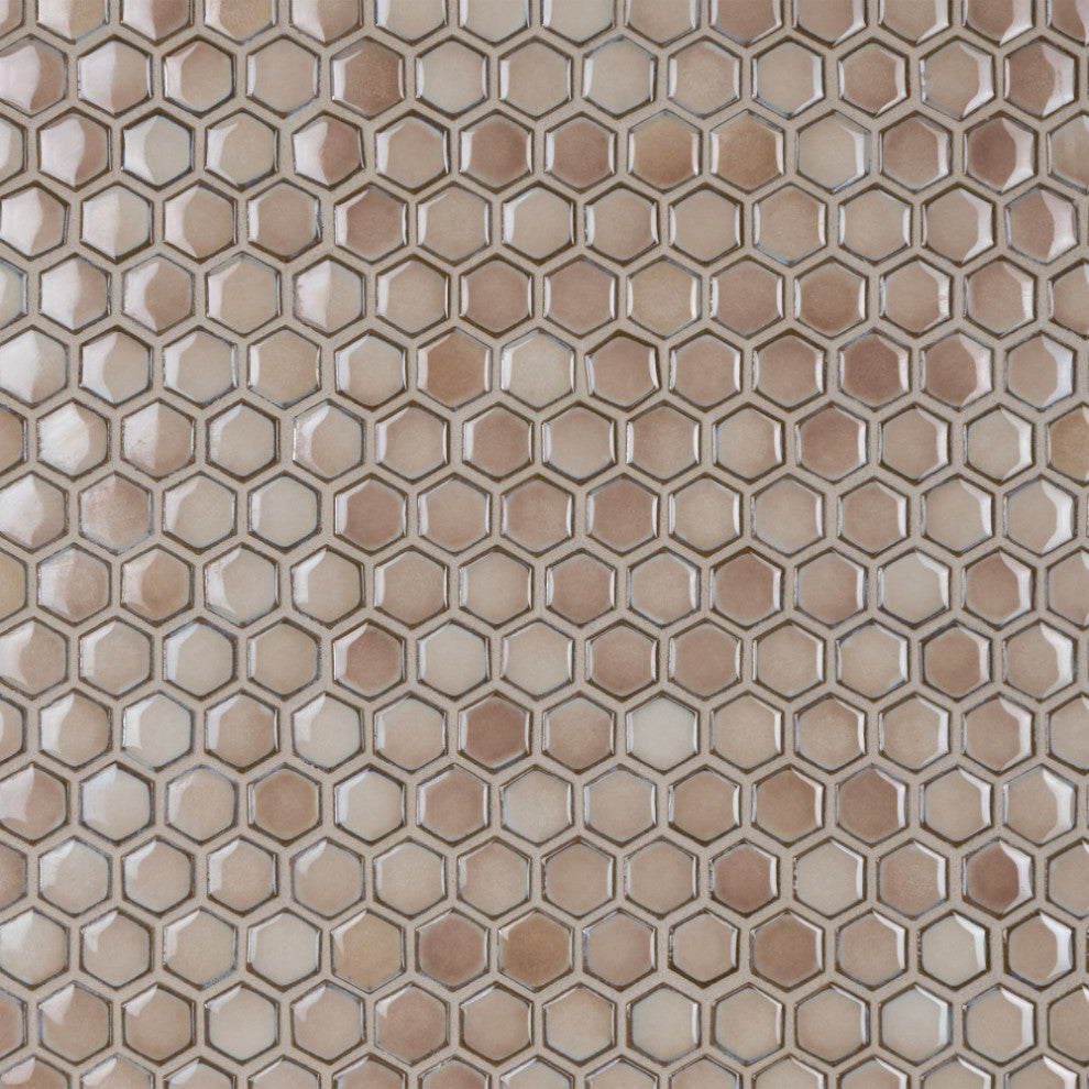 Hudson 1" Hex Truffle Porcelain Floor and Wall Tile
