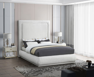 Brooke Linen Textured Fabric Upholstered Bed, Cream, King