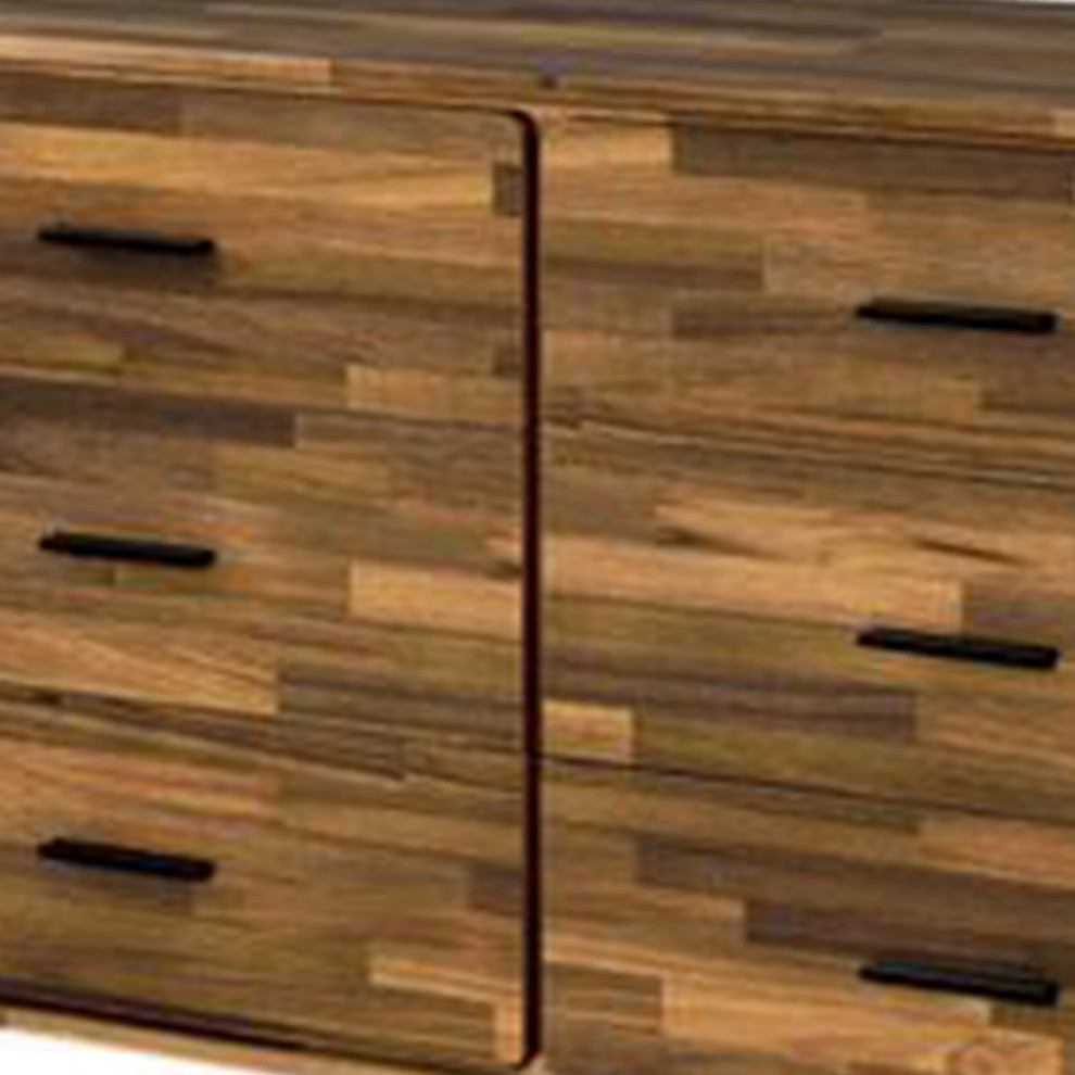 Benzara BM262173 Dresser With 6 Drawers and Butcher Block Pattern, Brown