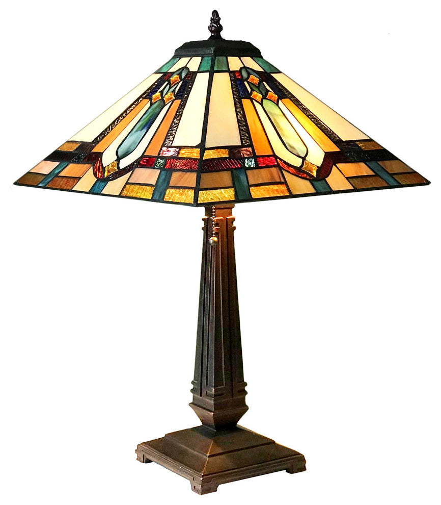 ARCHIE Tiffany-Style Mission Stained Glass Table Lamp, 24"