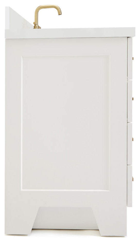 ARIEL Taylor 43" Right Offset Rectangle Sink White Vanity Quartz Top, No Mirror