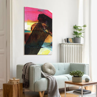 "Carnival Crossing Abstract I" Frameless Reverse Printed Tempered Glass Wall Art