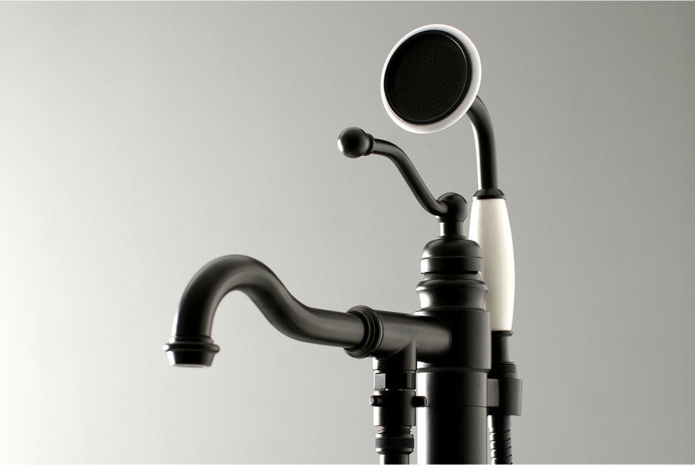 Kingston Brass Freestanding Tub Faucet With Hand Shower, Matte Black
