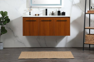 Phoebe Single Bathroom Vanity, Teak, 48", Without Backsplash