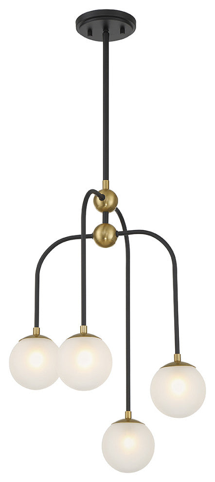 Couplet 4-Light Chandelier, Matte Black With Warm Brass Accents