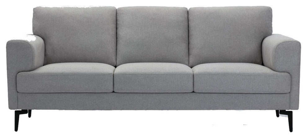 Benzara BM250321 Sofa With Fabric Upholstery and Sleek Metal Legs, Gray