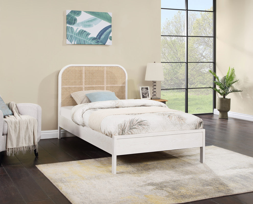 Siena Ash Wood Bed, White, Twin