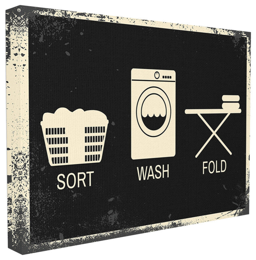 Sort Wash Fold Symbols Industrial, 30"x40", Stretched Canvas Wall Art