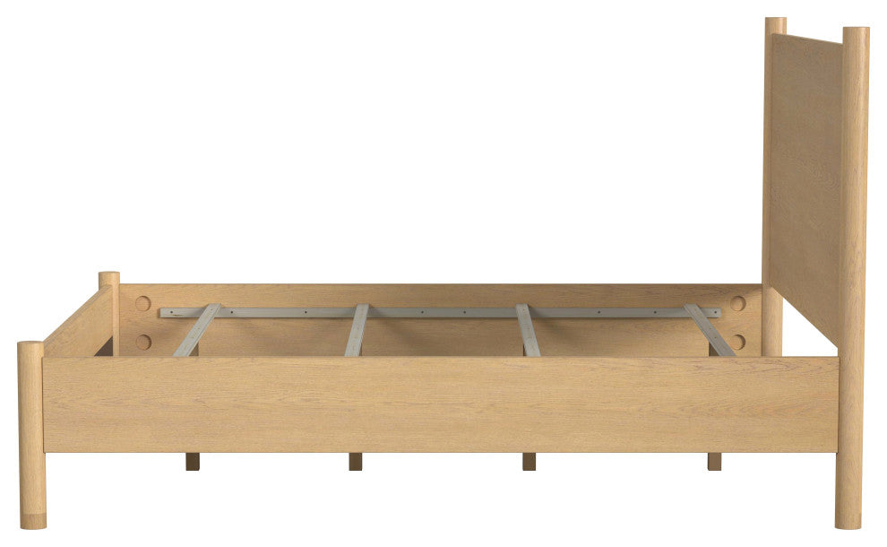 Lennon Rounded Leg Bed, Light Brown, Queen