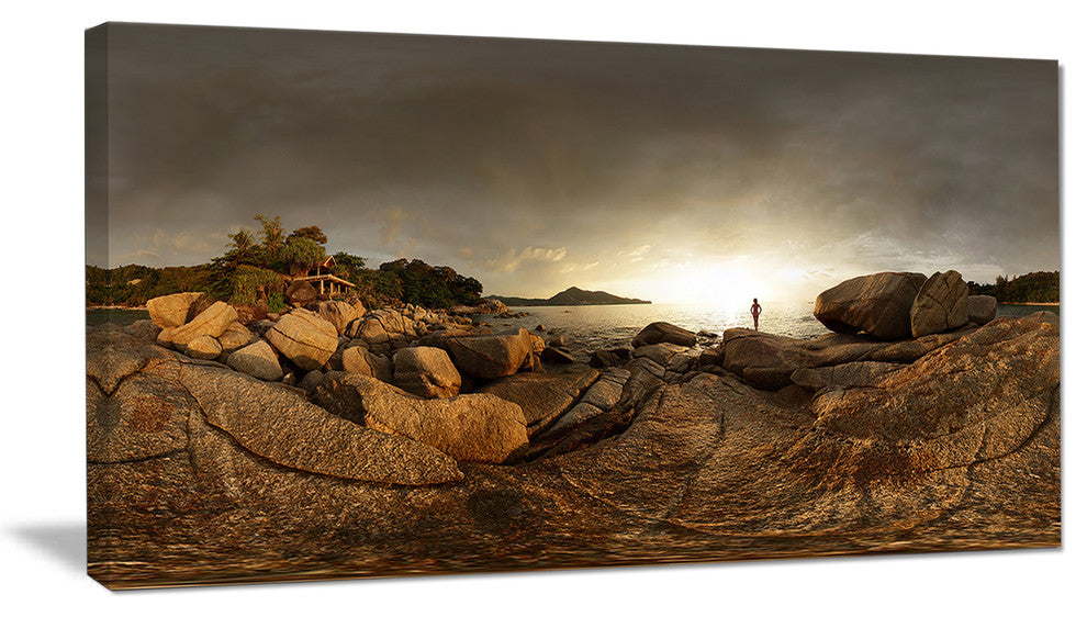 "Brown Rocky Forest Panorama" Landscape Wall Art Canvas Print, 32"x16"