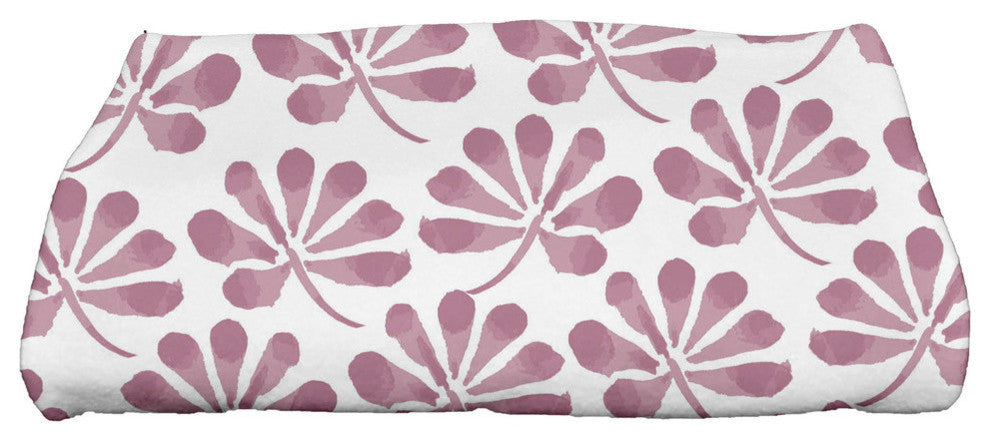 Ina, Floral Print Bath Towel, Purple