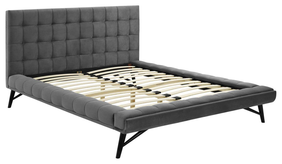 Julia Queen Biscuit Tufted Performance Velvet Platform Bed