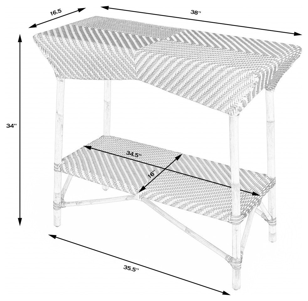 Brown and Beige Rattan Bar Cart