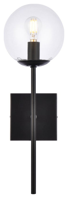 Noah 1-Light Black and Clear Glass Wall Sconce